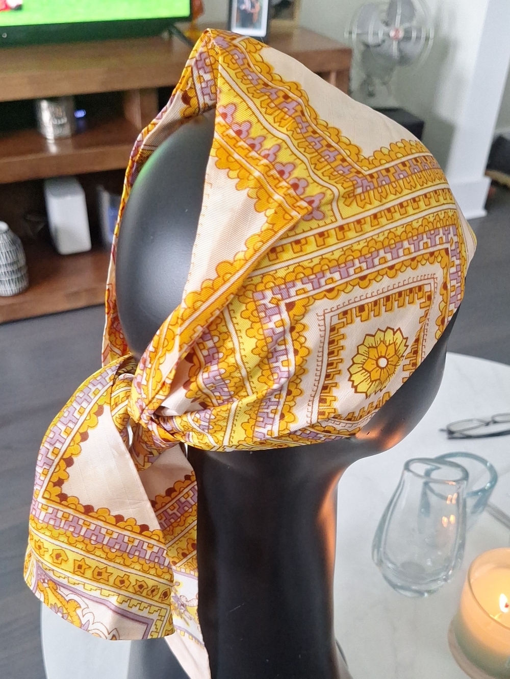 Vintage 70s Neck Scarf Retro Groovy Bright Colorful Headband Hippie Festival